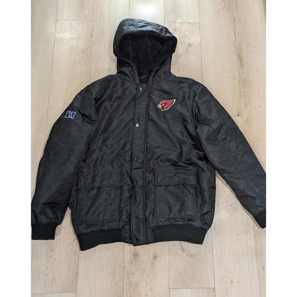 Mens NFL Pro Line Arizona Cardinals Black Full Zip Faux Fur Insulated Jacket LG